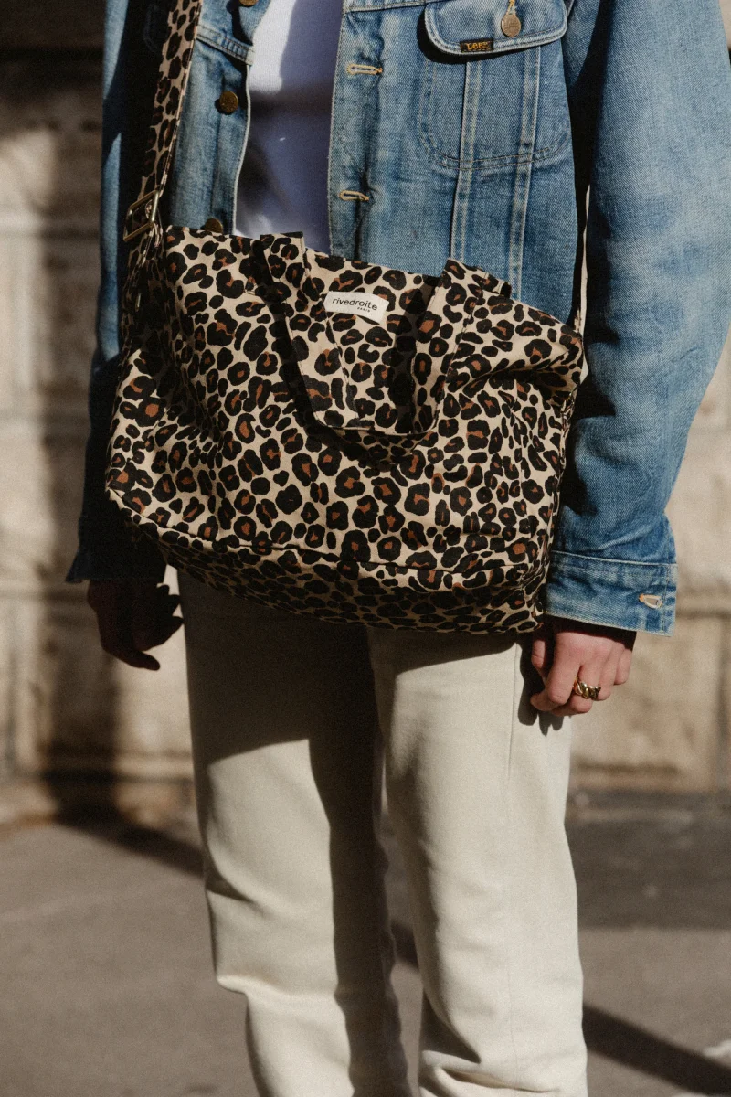 Sauval le city bag - Coton recyclé Léopard Beige – Image 4