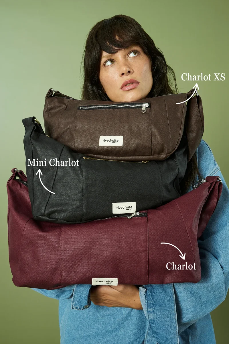 Charlot XS le sac à main - Coton recyclé ciré Noir – Image 5