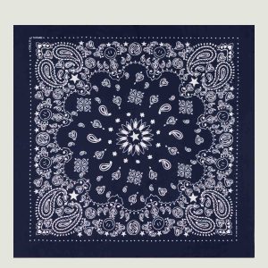 Bandana en Soie - STAR - NAVY - Grand Modèle