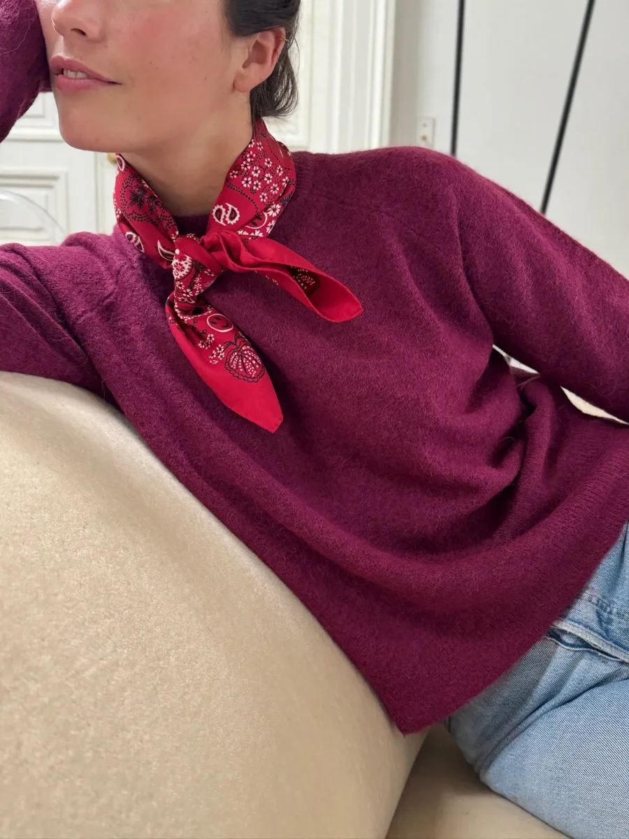 Bandana Classique en Soie - ROUGE - Petit Modèle – Image 3