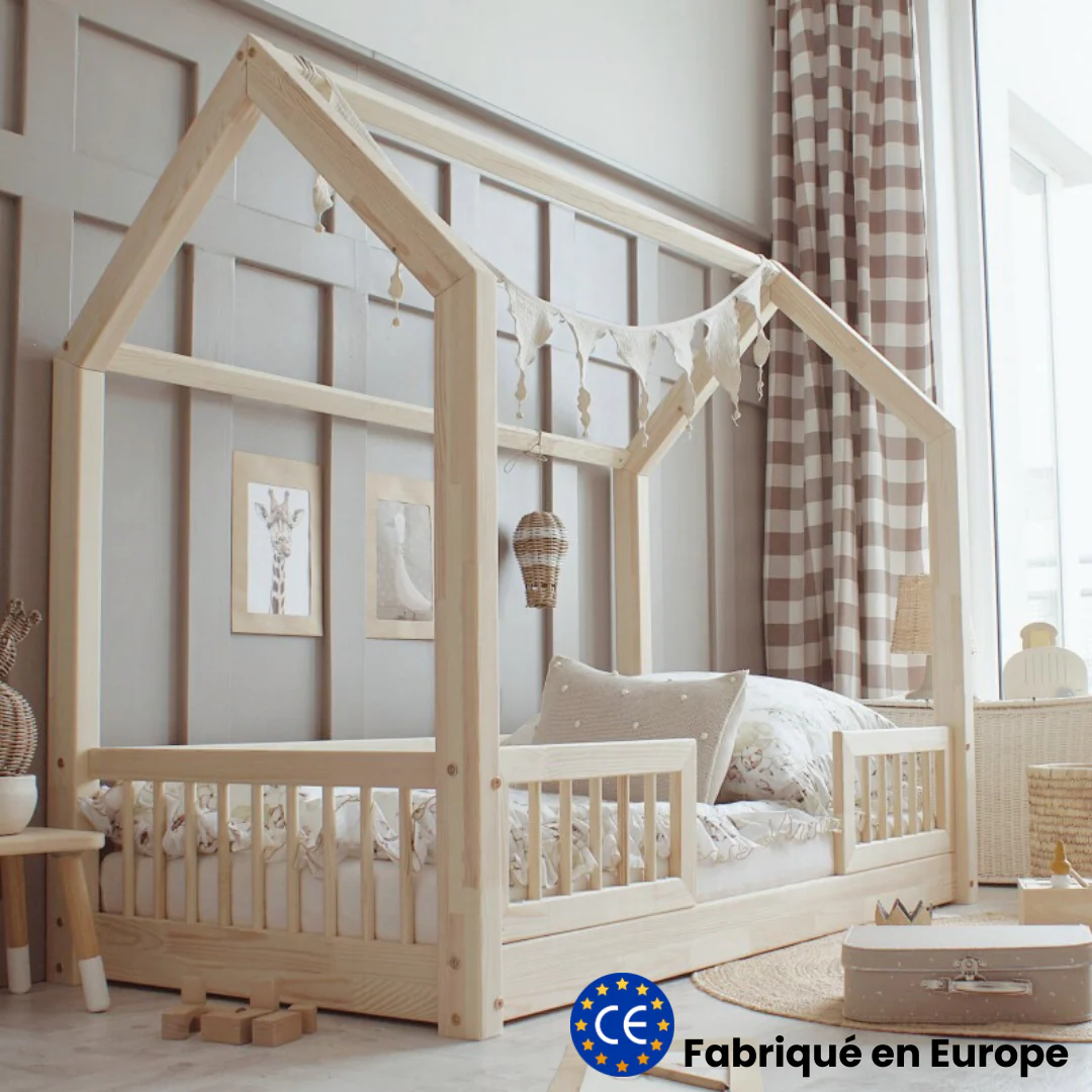 Lit cabane Montessori avec barrière Paola 90x190cm Entrée au milieu – Image 5