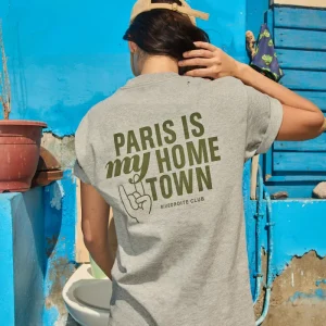 Pigalle le t-shirt Paris is my hometown - Coton recyclé Gris Chiné