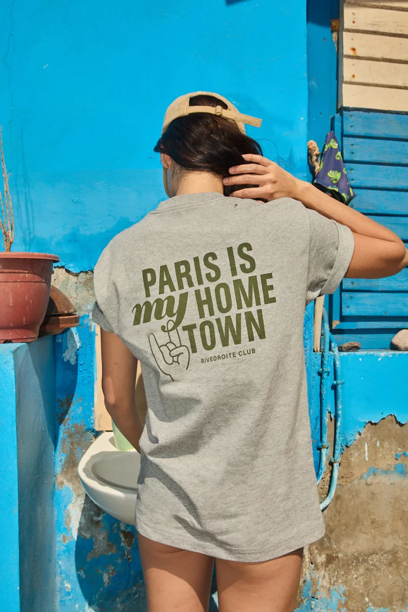 Pigalle le t-shirt Paris is my hometown - Coton recyclé Gris Chiné