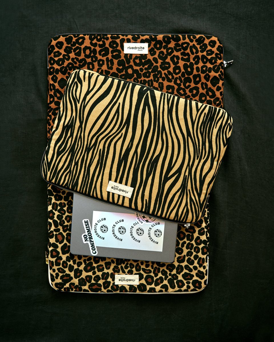 Vivienne la housse d'ordinateur 13" - Coton recyclé Zèbre