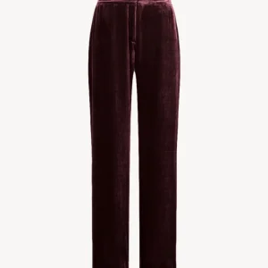 Pantalon droit en velours grenat