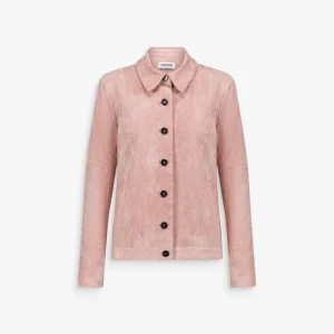 Veste ajustée rose pale en daim