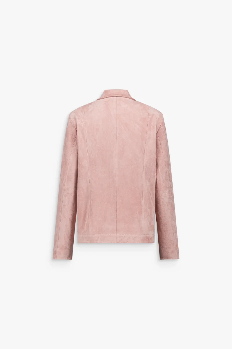 Veste ajustée rose pale en daim – Image 6