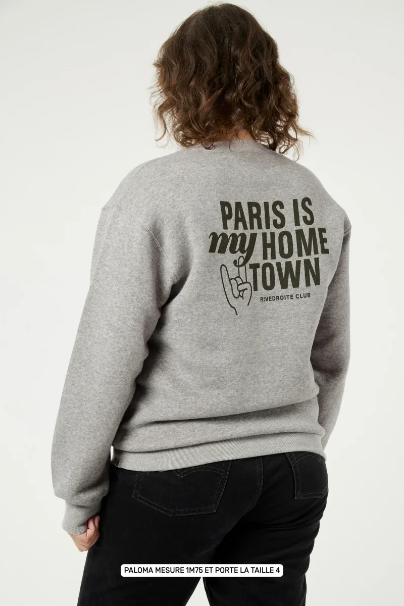 Belleville le sweat Paris is my hometown - Coton recyclé Gris Chiné – Image 4