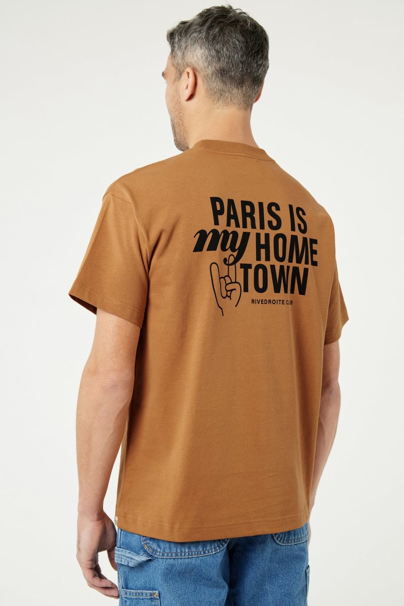 Pigalle le t-shirt Paris is my hometown- Coton recyclé Camel – Image 2