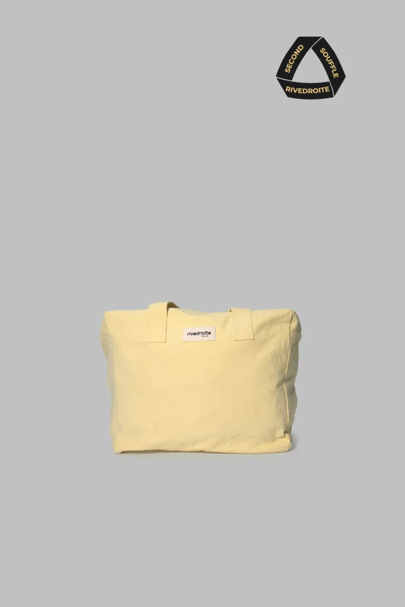 SECOND SOUFFLE │ Elzévir le grand sac weekend - Coton recyclé Yellow here comes the sun – Image 2