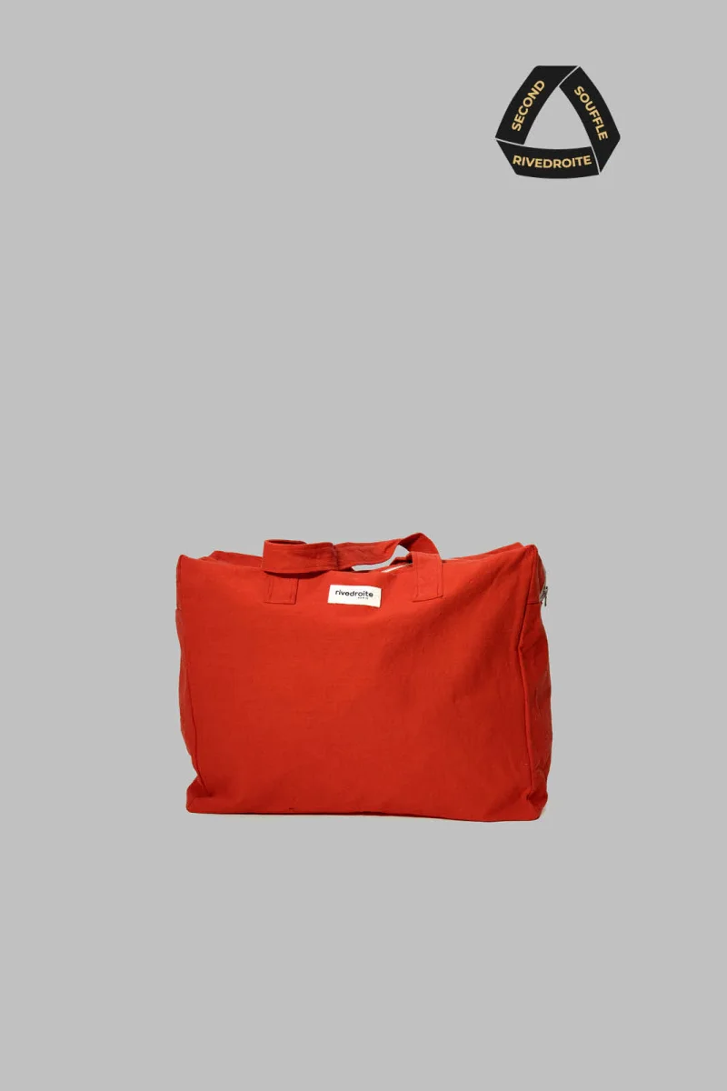 SECOND SOUFFLE │ Elzévir le grand sac weekend - Coton recyclé Red born to be alive – Image 2