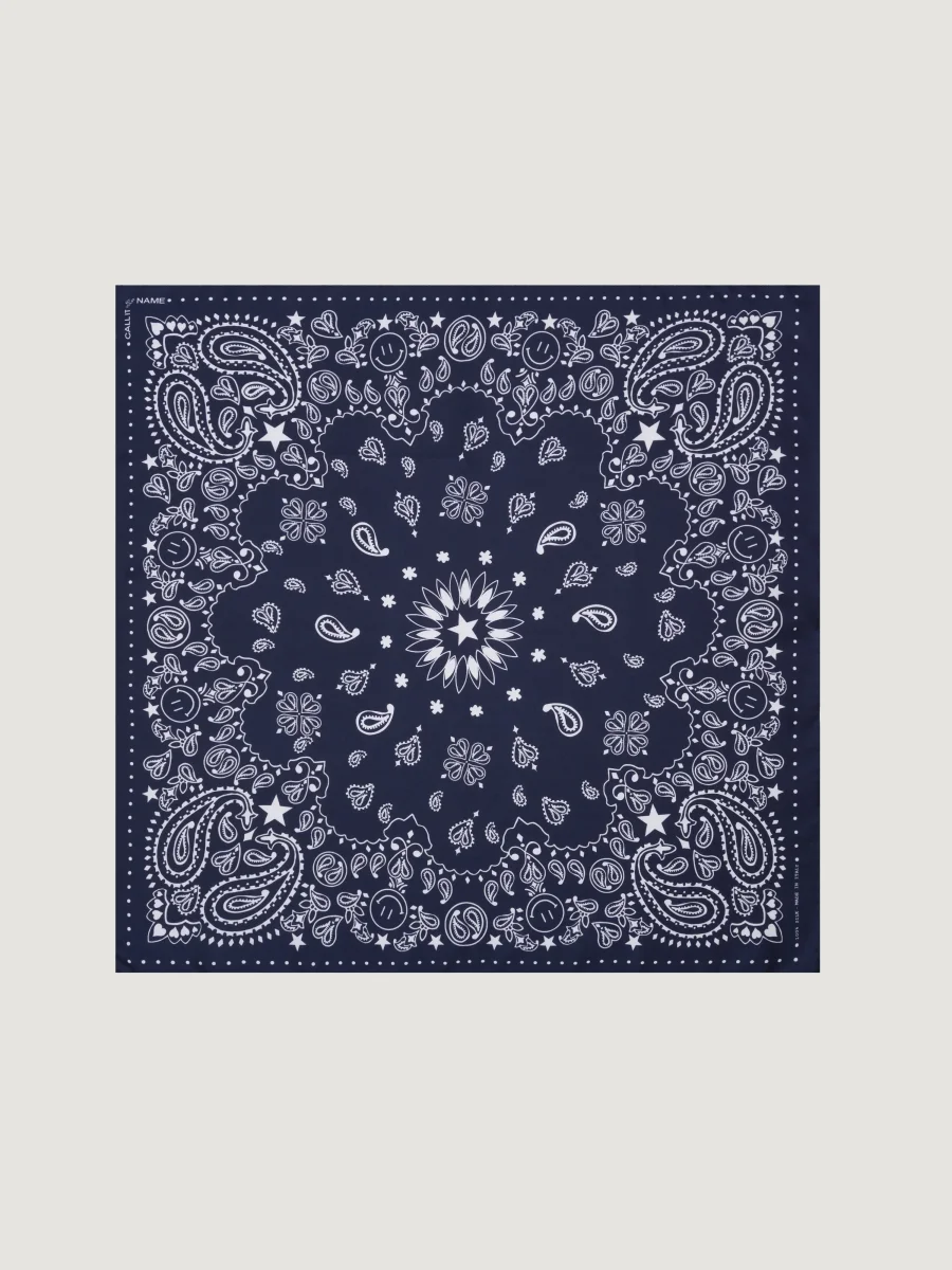 Bandana en Soie - STAR - NAVY - Petit Modèle – Image 2