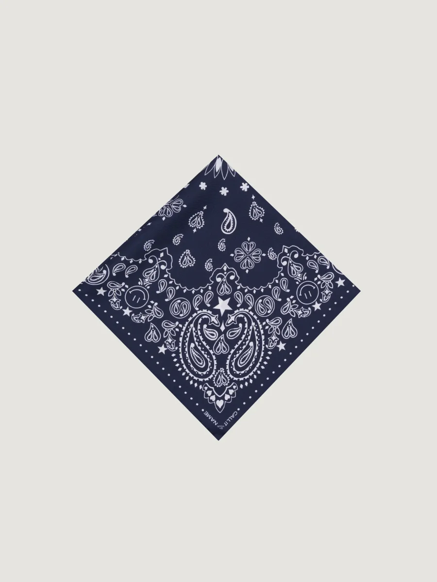 Bandana en Soie - STAR - NAVY - Petit Modèle – Image 4
