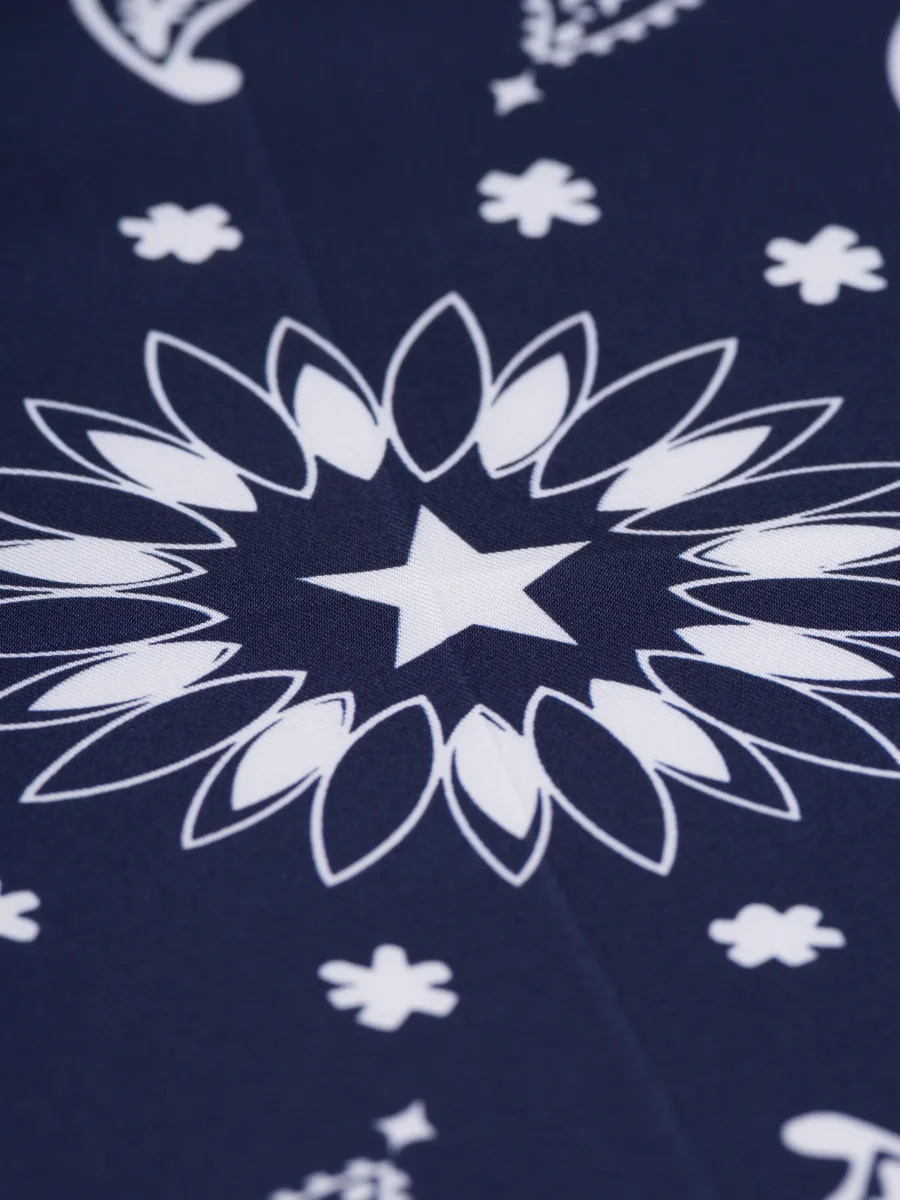 Bandana en Soie - STAR - NAVY - Petit Modèle – Image 5