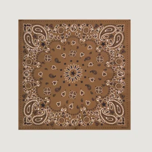 Bandana en Soie - STAR - MARRON - Petit Modèle