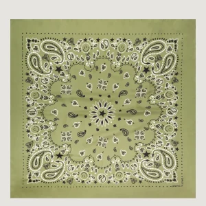 Bandana en Soie - STAR - KAKI - Grand Modèle