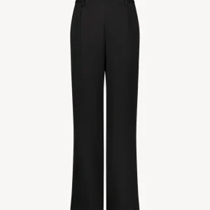 Pantalon droit en soie noir