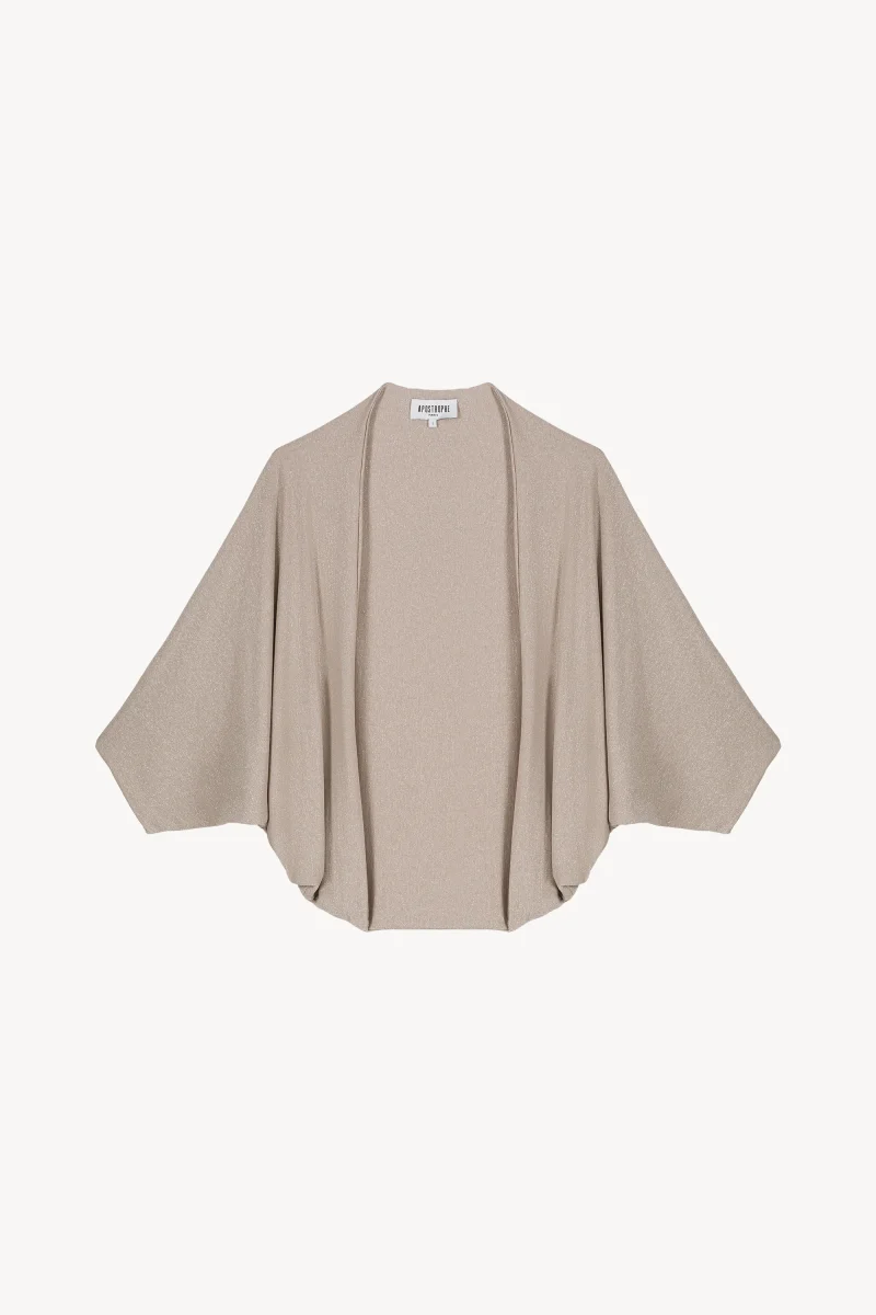 Veste poncho courte manches chauves-souris or mat