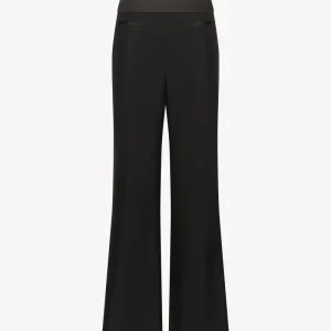 Pantalon droit noir avec détails satinés