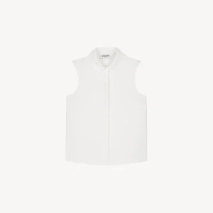 Blouse chemise sans manches blanc cassé