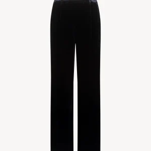 Pantalon droit marine en velours de Soie
