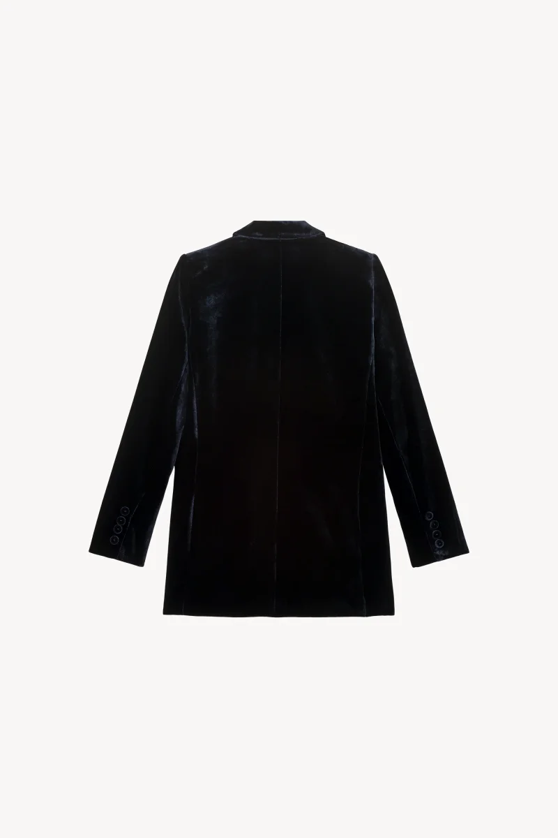 veste de tailleur en velours marine – Image 4