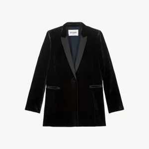 veste de tailleur en velours marine