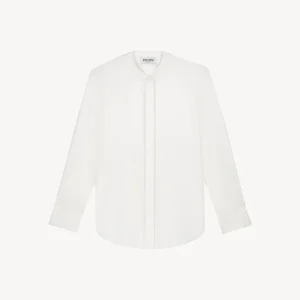 Chemise sans col blanc cassé