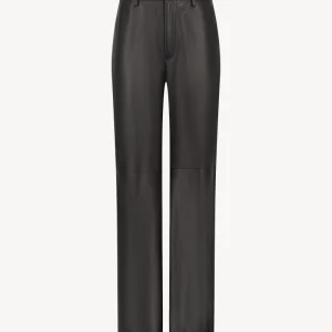 Pantalon large noir en cuir