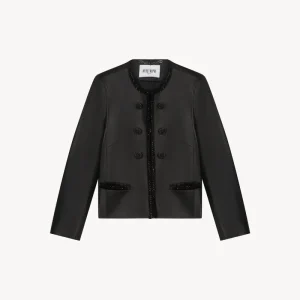 Veste en cuir tressé noir