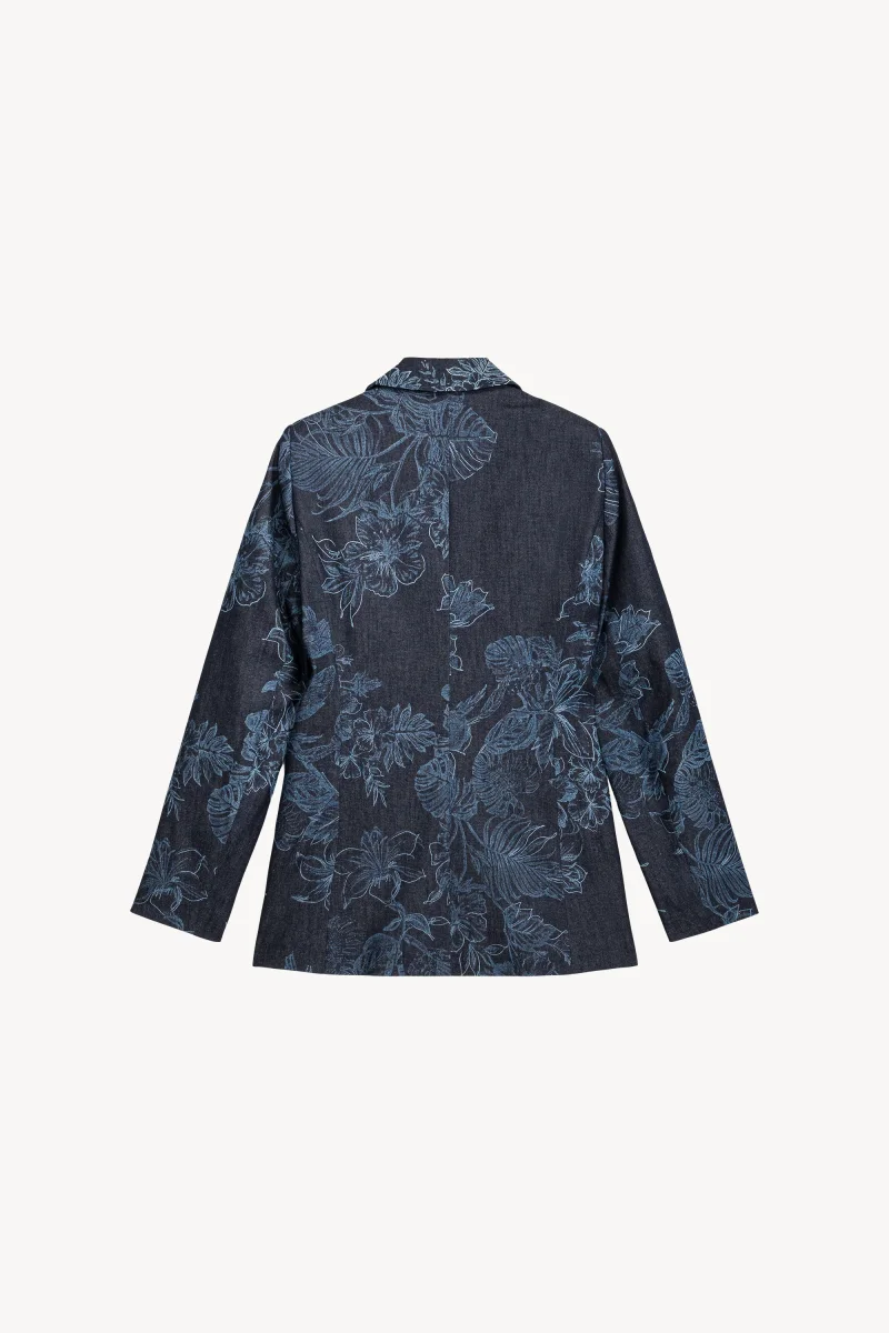 Veste cintrée en bleu denim imprime – Image 5