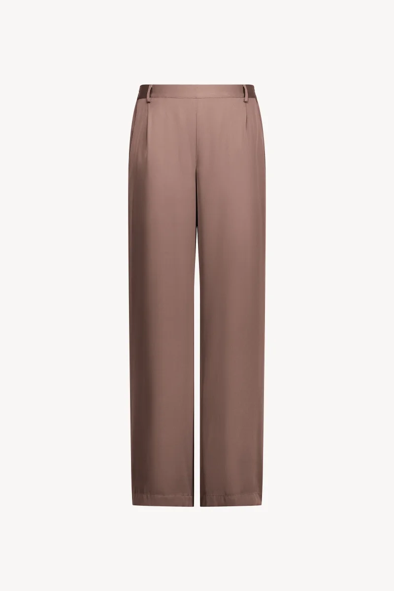 Pantalon droit en soie marron glacé – Image 2