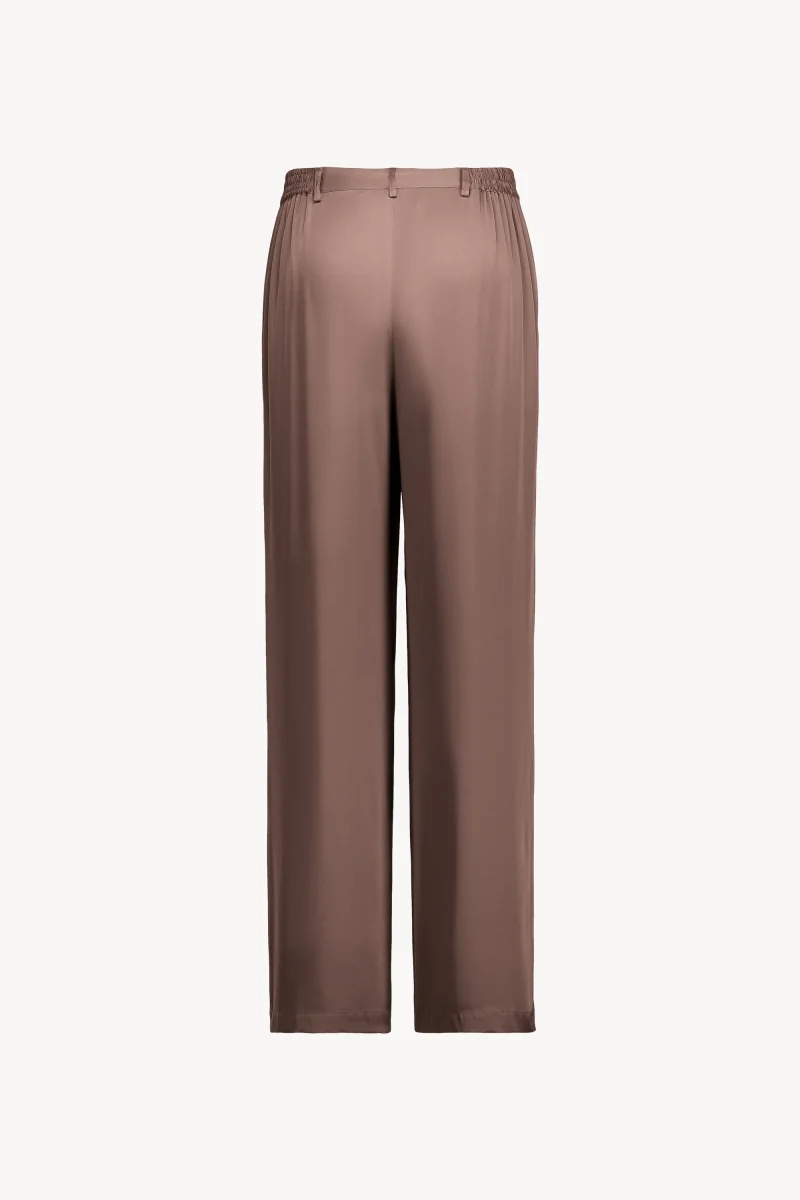 Pantalon droit en soie marron glacé – Image 4