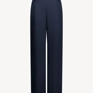 Pantalon droit en soie marine