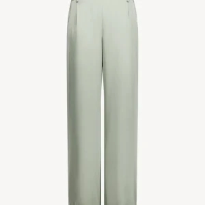 Pantalon droit en soie sauge