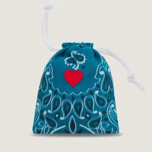 Sachet de Lavande Brodé à la main - COEUR - Pétrole / Navy