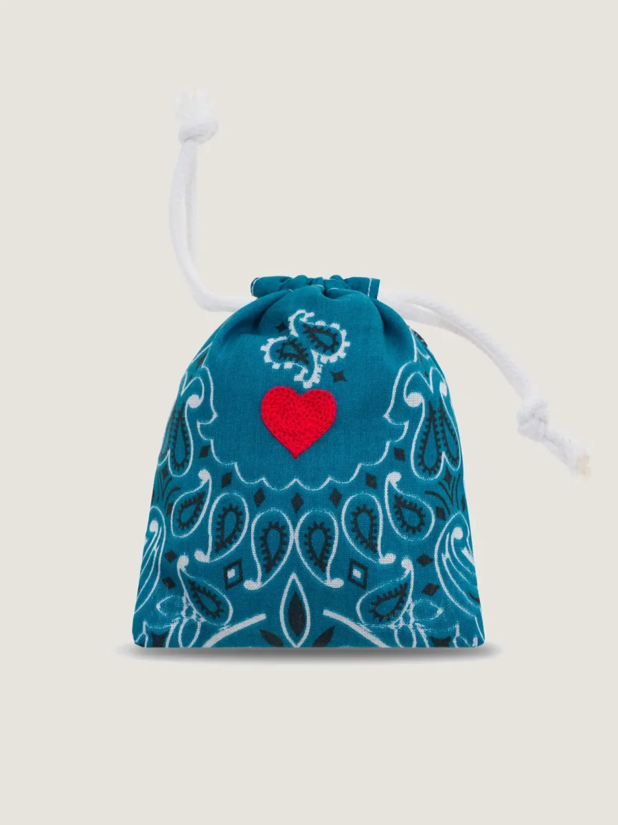 Sachet de Lavande Brodé à la main - COEUR - Pétrole / Navy – Image 2