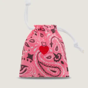 Sachet de Lavande Brodé à la main - COEUR - Strawberry Pink / Vintage Red