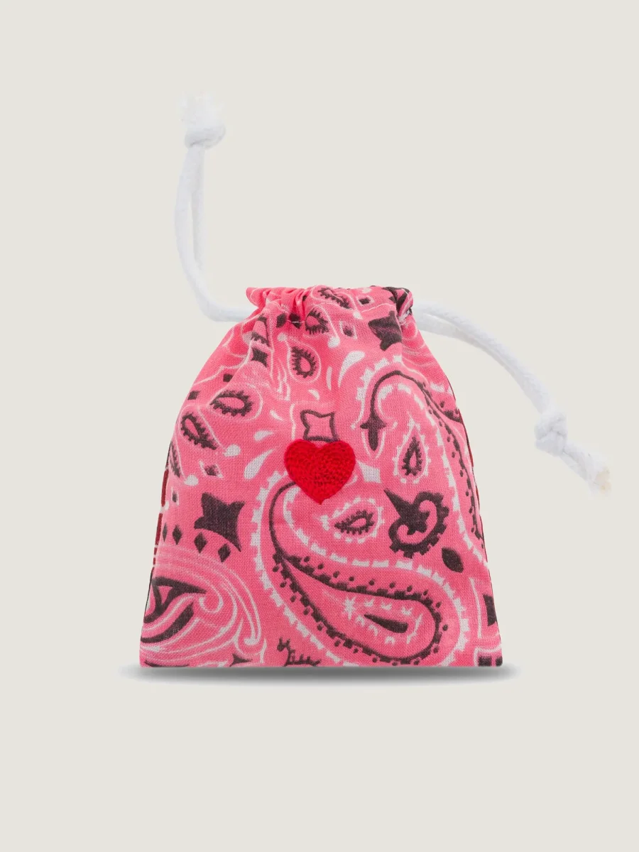 Sachet de Lavande Brodé à la main - COEUR - Strawberry Pink / Vintage Red – Image 2