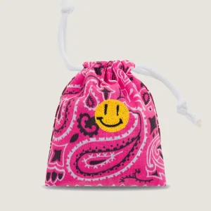 Sachet de Lavande Brodé à la main - HAPPY FACE - Fuchsia / Bordeaux