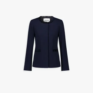 Veste courte marine à bordures tressées