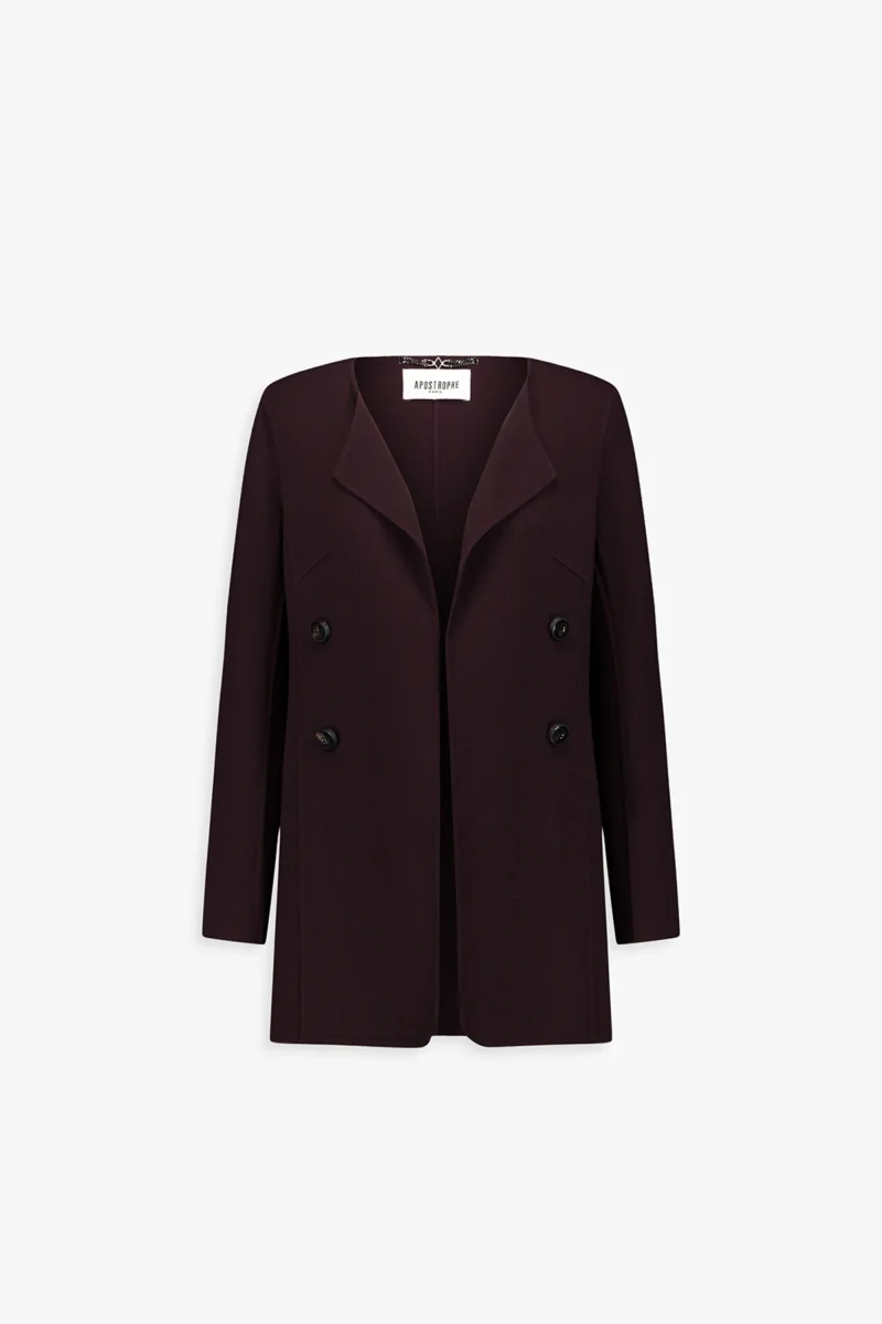 Veste ample grenat en laine – Image 2