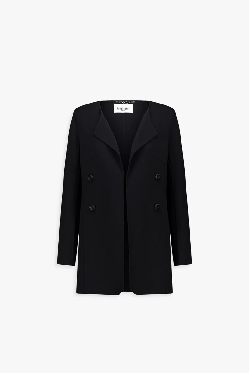 Veste ample noire en laine – Image 2