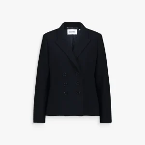 Veste tailleur ajustée marine à 6 boutons