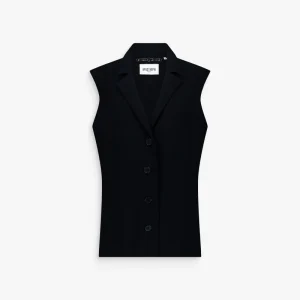 Gilet ajusté marine avec revers en pointe