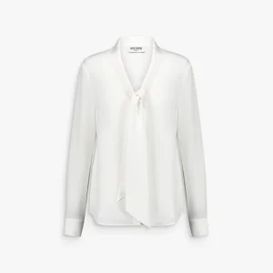 Chemise droite blanc cassé à col lavallière