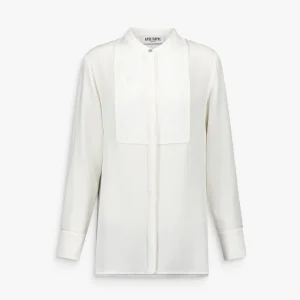 Chemise droite blanc cassé avec plastron