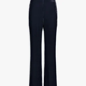 Pantalon évasé en velours marine à plis