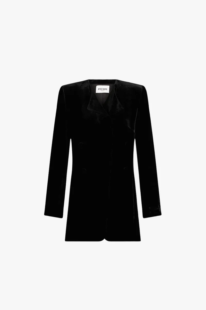 Veste ample noire en velours