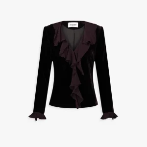 Veste ajustée grenat ornée de volants